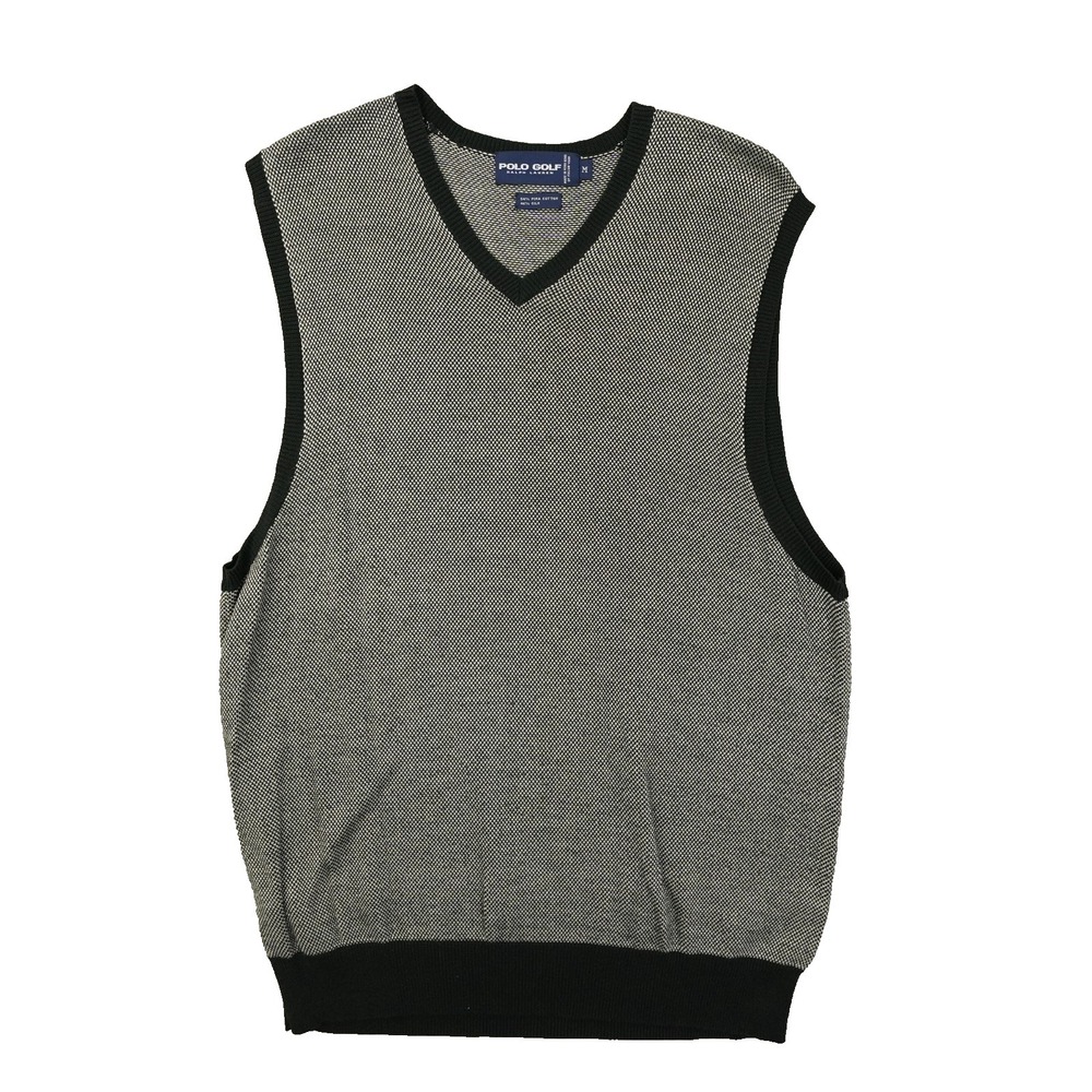Polo Golf Ralph Lauren Vintage Silk Blend Sweater Vest Men's Medium Black Preppy